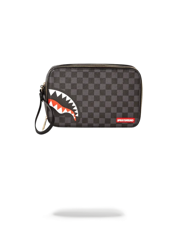 SHARKS IN PARIS (BLACK CHECKERED EDITION) TOILETRY AKA MONEY BAGS
