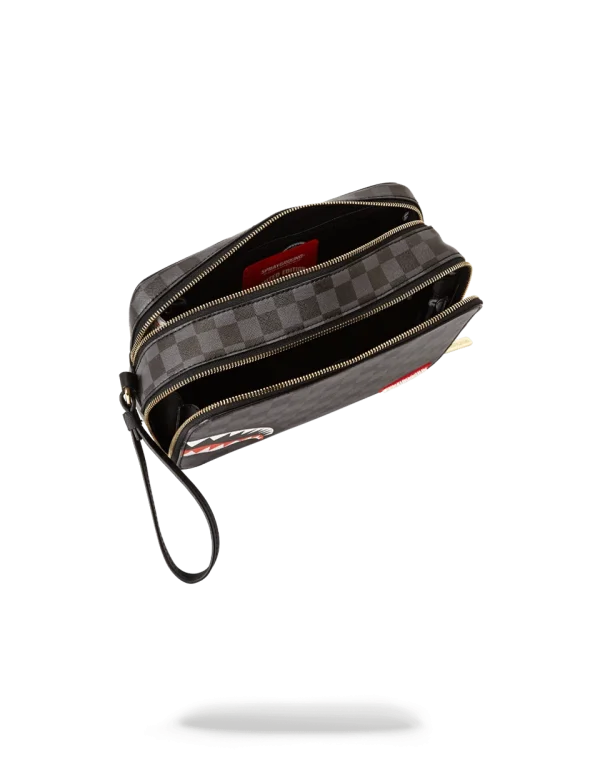SHARKS IN PARIS (BLACK CHECKERED EDITION) TOILETRY AKA MONEY BAGS