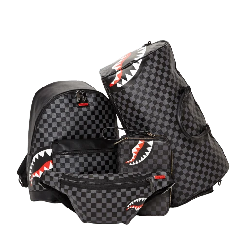 SHARKS IN PARIS (BLACK CHECKERED EDITION) TOILETRY AKA MONEY BAGS