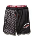 GREY CHECKERED SPLIT CORTO SWIM TRUNKS