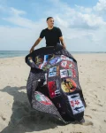GLOBAL MOGUL UNLIMITED MILES PACKABLE BEACH MAT BLANKET WATER RESISTANT CONVERTIBLE TOTE