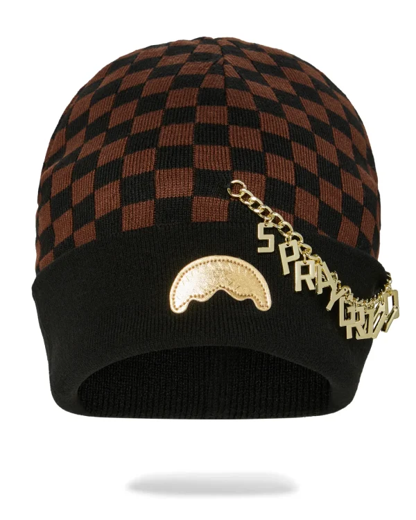 GOLD CHAIN CHECK BEANIE