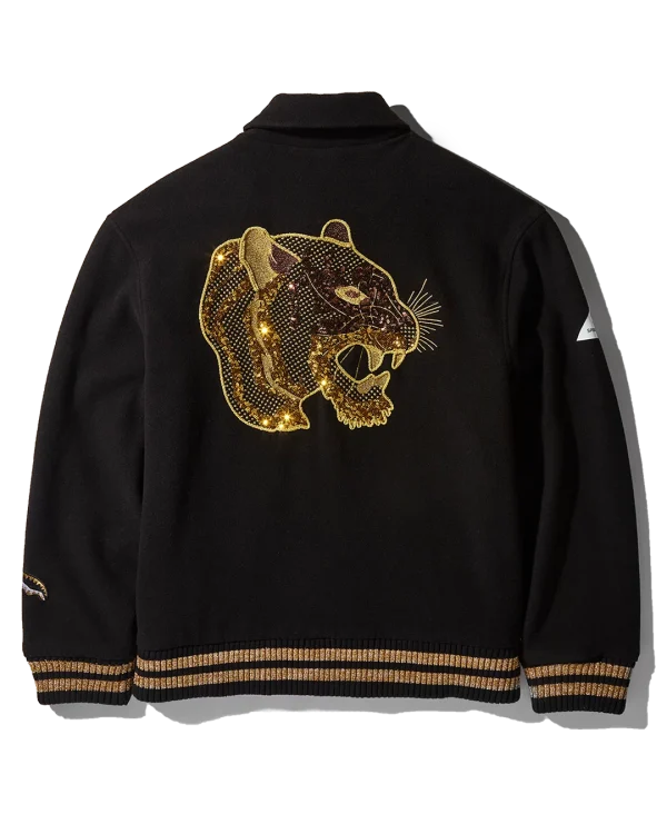 A.I.9 AFRICAN INTELLIGENCE GUILDED LEOPARD - SANDFLOWER COLLAB VARSITY JACKET